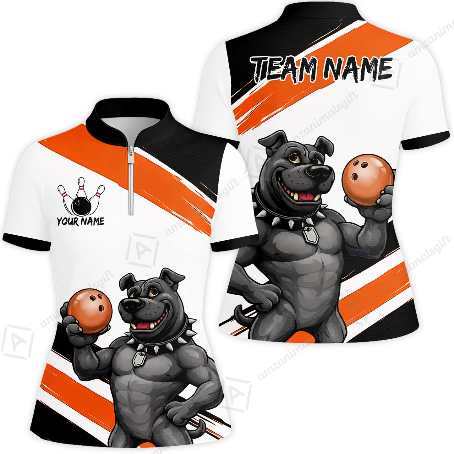 Custom Bowling Jersey Polo Shirt, Badass Dog Bowling Custom Bowling Jersey Team Shirt For Players With Name & Team Name