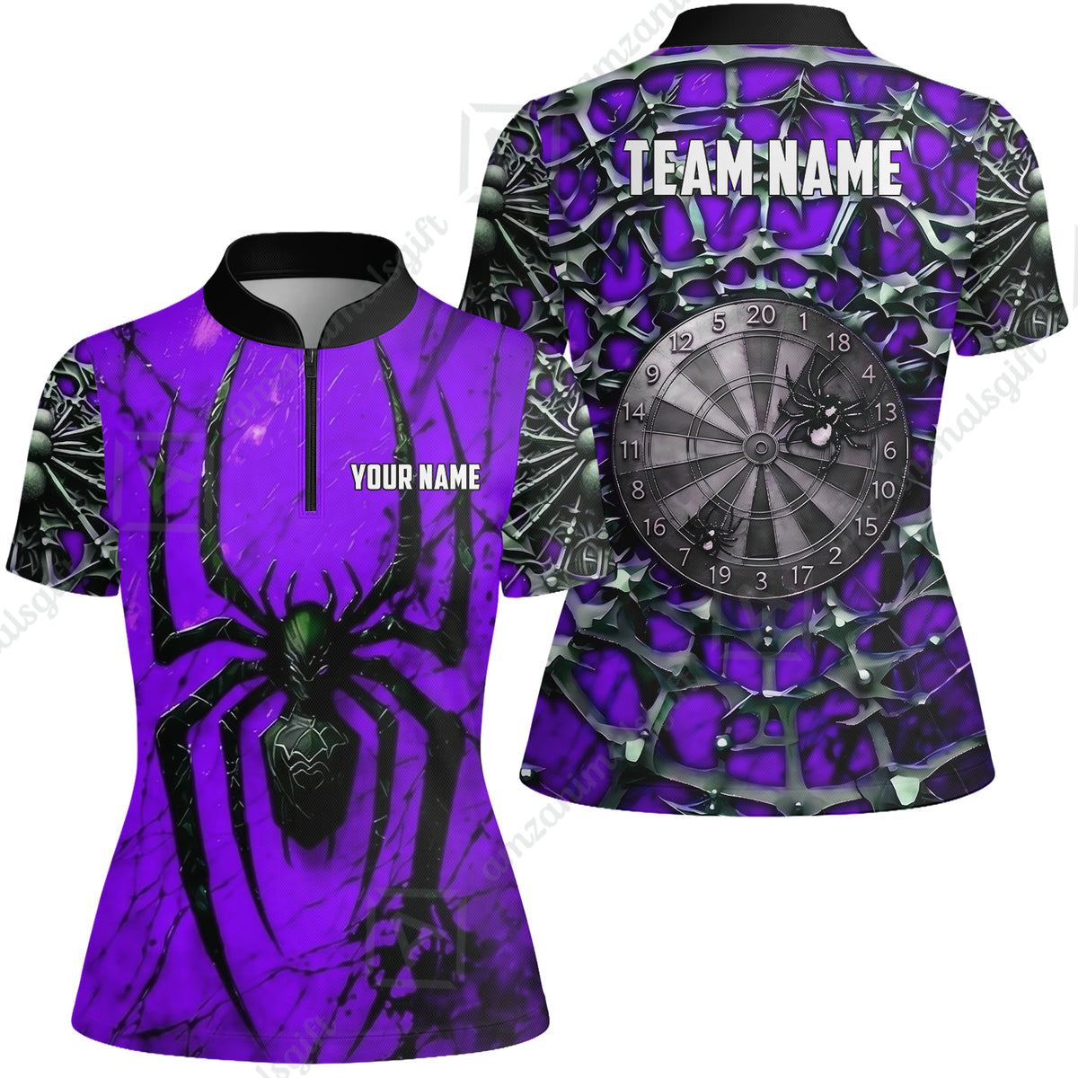 Custom Darts Jersey Polo Shirt, Gothic Widow Spiderweb, Custom Dart Jersey Team Shirt For Players With Name & Team Name