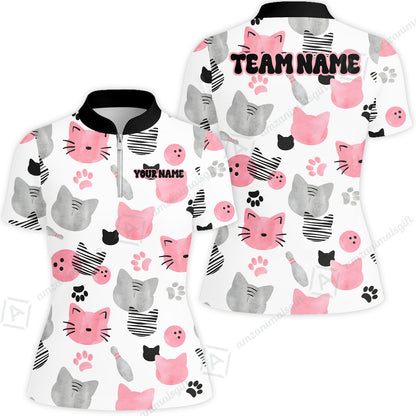 Customized Cat Bowling Watercolor Bowling Jersey, Custom Name And Team Name For Bowlers