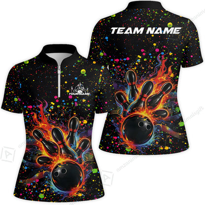 Custom Bowling Jersey Polo Shirt, Bowling Splash Paint Dot, Custom Bowling Jersey Team Shirt For Players With Name & Team Name