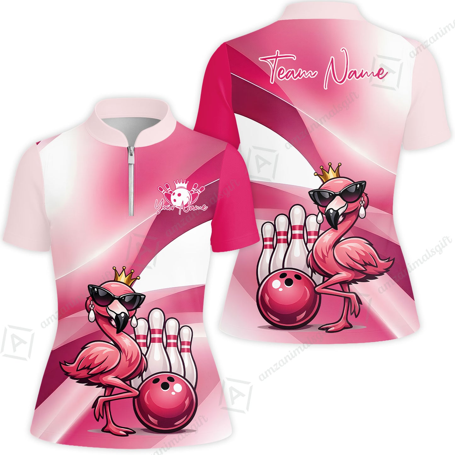Custom Women Jersey Shirt, Pink Diva Flamingo Bowling, Custom Bowling Jersey Team Shirt For Players With Name & Team Name