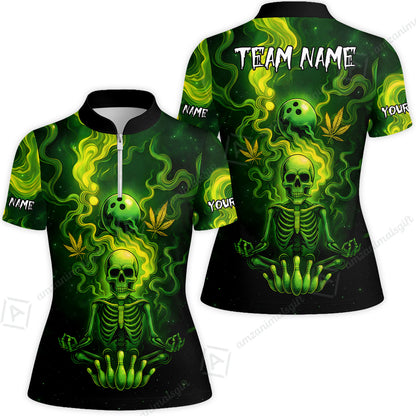 Custom Bowling Team Unisex Polo Shirt, Neon Skull CNB Bowling Custom Shirt Featuring Personalized Name and Team Name