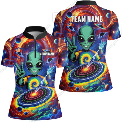 Custom Darts Team Jersey, Personalized Alien Vortex Strike Dart Polo Shirt For Players With Name & Team Name
