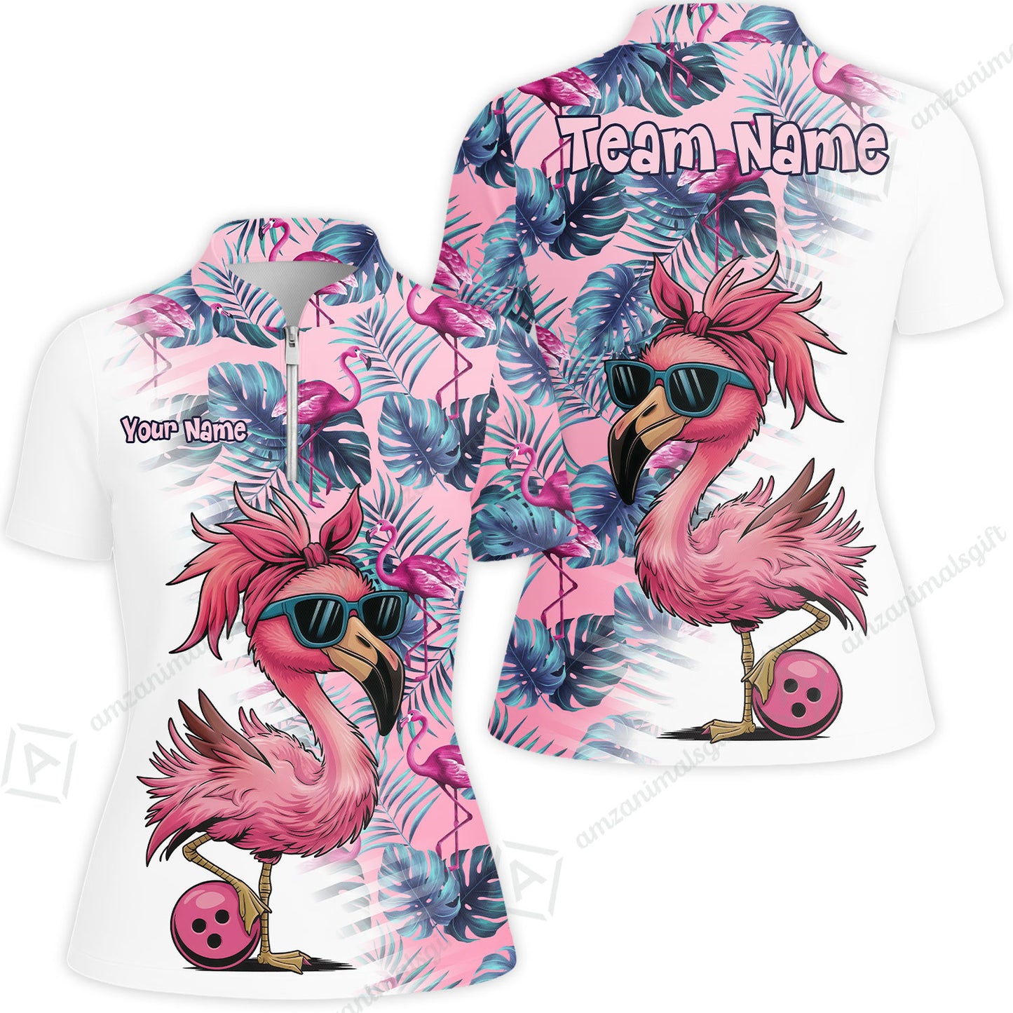 Custom Bowling Jersey Polo Shirt, Tropical Palm Leaves Bowling, Custom Bowling Jersey Team Shirt For Players With Name & Team Name