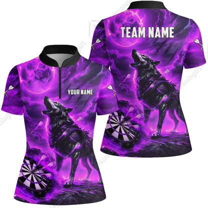 Custom Darts Team Jersey, Personalized Flaming Wolf Jersey Shirt For Players With Name & Team Name