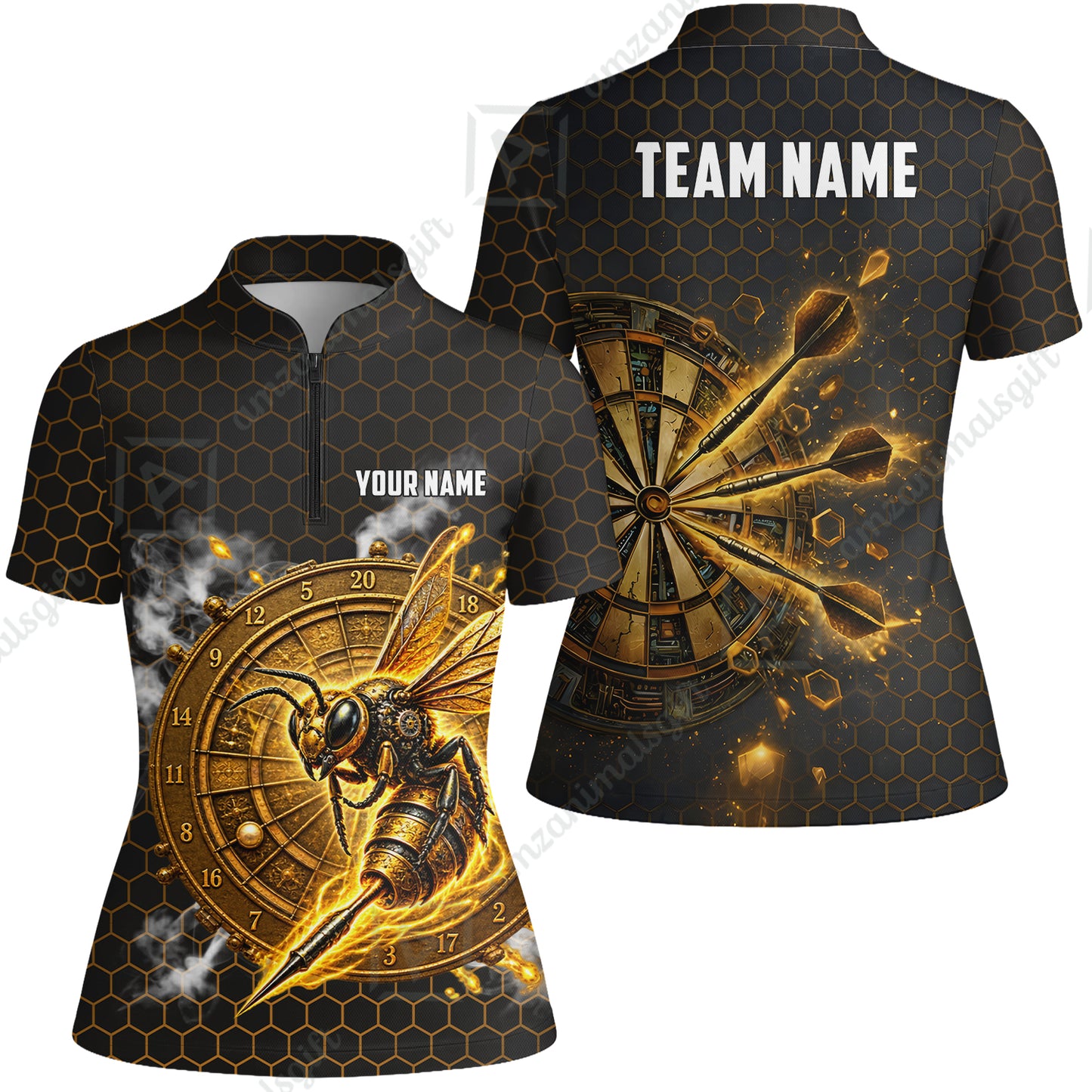 Custom Darts Team Jersey, Personalized Bee Strike Dart Polo Shirt For Players With Name & Team Name