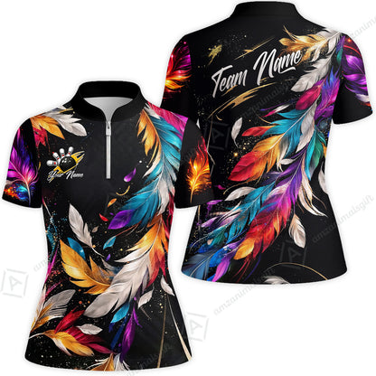 Custom Bowling Jersey Polo Shirt, Colorful Feather Bowling, Custom Bowling Jersey Team Shirt For Players With Name & Team Name