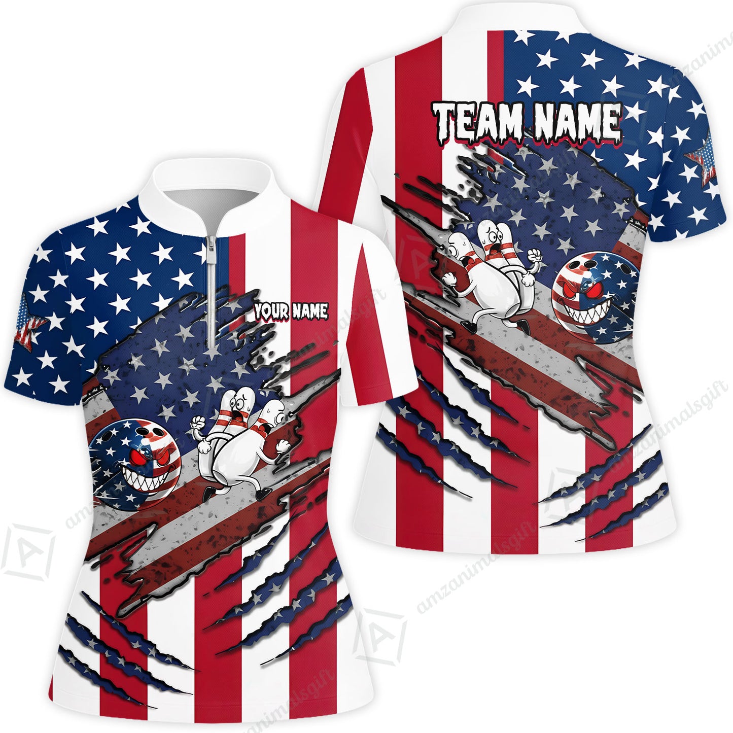 Custom Bowling Jersey Polo Shirt, Monster Strike Bowling Custom Bowling Jersey Team Shirt For Players With Name & Team Name