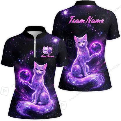 Custom Bowling Jersey Polo Shirt, Magical Kitty Bowling Custom Bowling Jersey Team Shirt For Players With Name & Team Name