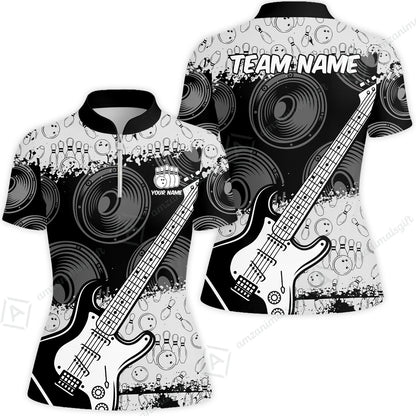 Customized Bowling Unisex Polo Shirt, Guitar Speaker Bowling, Bowling Uniform - Personalized Name Team Name For Bowlers