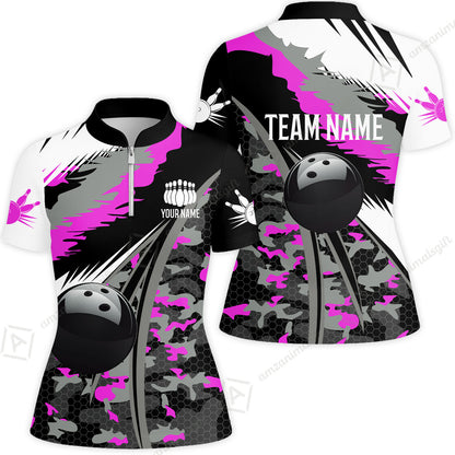 Custom Bowling Team Jersey, Personalized Long Sleeve Jersey Shirt Camo Bowling Shirt with Name & Team Name