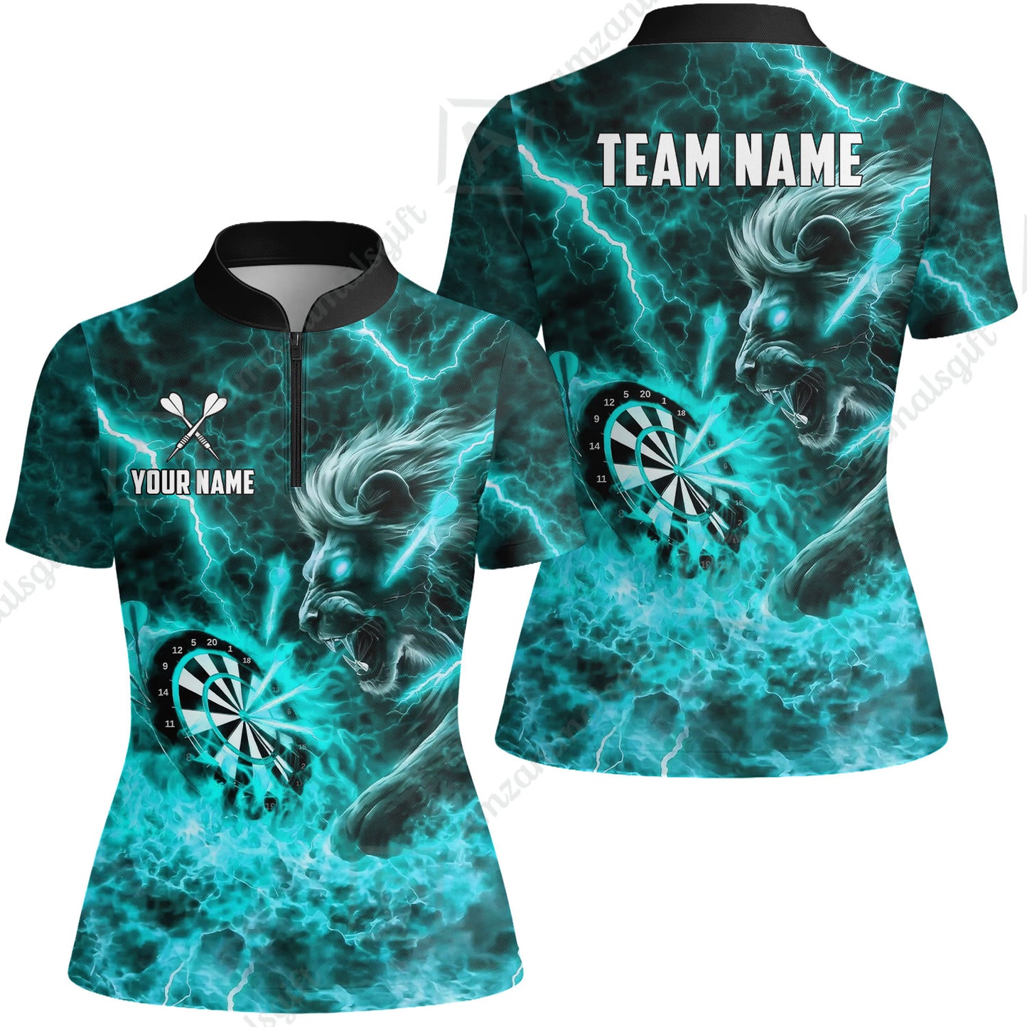 Custom Darts Team Jersey, Personalized Lightning Lion Jersey Shirt For Players With Name & Team Name