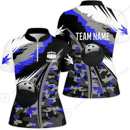 Custom Bowling Team Jersey, Personalized Long Sleeve Jersey Shirt Camo Bowling Shirt with Name & Team Name