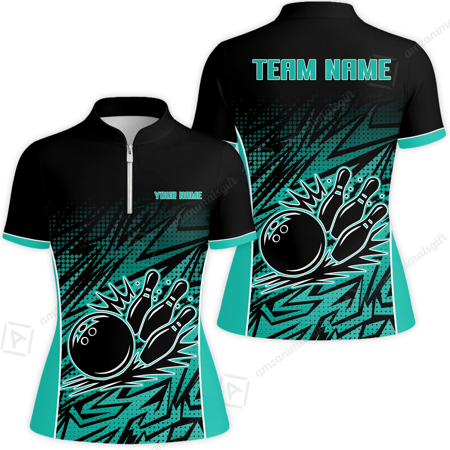 Customized Bowling Unisex Polo Shirt, Abstract Sameless Pattern Color Bowling Uniforms, Personalized Name And Team Name