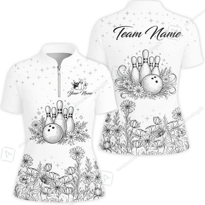 Custom Bowling Polo Shirt, Gerbera Flowers Bowling Custom Bowling Polo Team Shirt With Name & Team Name