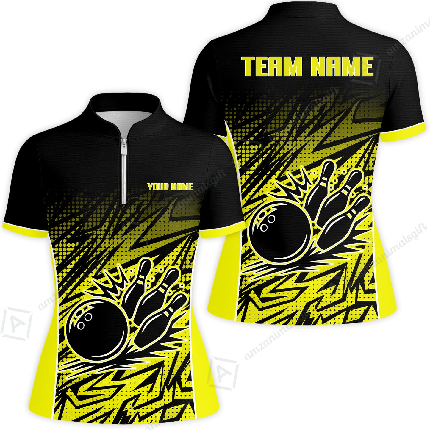 Customized Bowling Unisex Polo Shirt, Abstract Sameless Pattern Color Bowling Uniforms, Personalized Name And Team Name