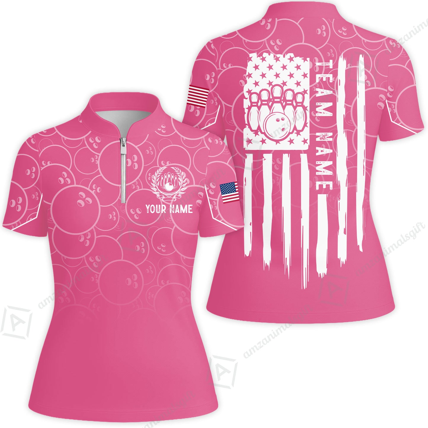Custom Bowling Jersey Polo Shirt, Vibrant Kelly Ball Pattern Flag, Custom Bowling Jersey Team Shirt For Players With Name and Team Name