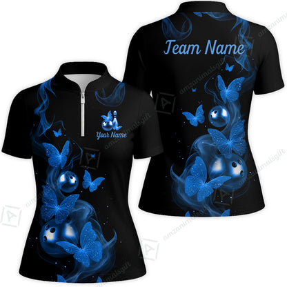 Custom Bowling Jersey Polo Shirt, Butterfly Bowling Smoke, Custom Bowling Jersey Team Shirt For Players With Name & Team Name