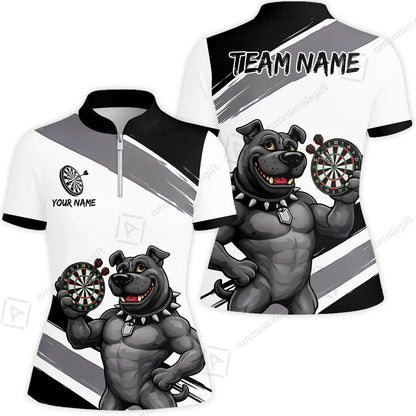 Custom Darts Jersey Polo Shirt, Pitbull Hold Dart Board, Custom Dart Jersey Team Shirt For Players With Name & Team Name