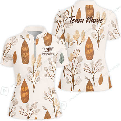 Custom Bowling Jersey Polo Shirt, Leave Pattern, Custom Bowling Jersey Team Shirt For Players With Name & Team Name