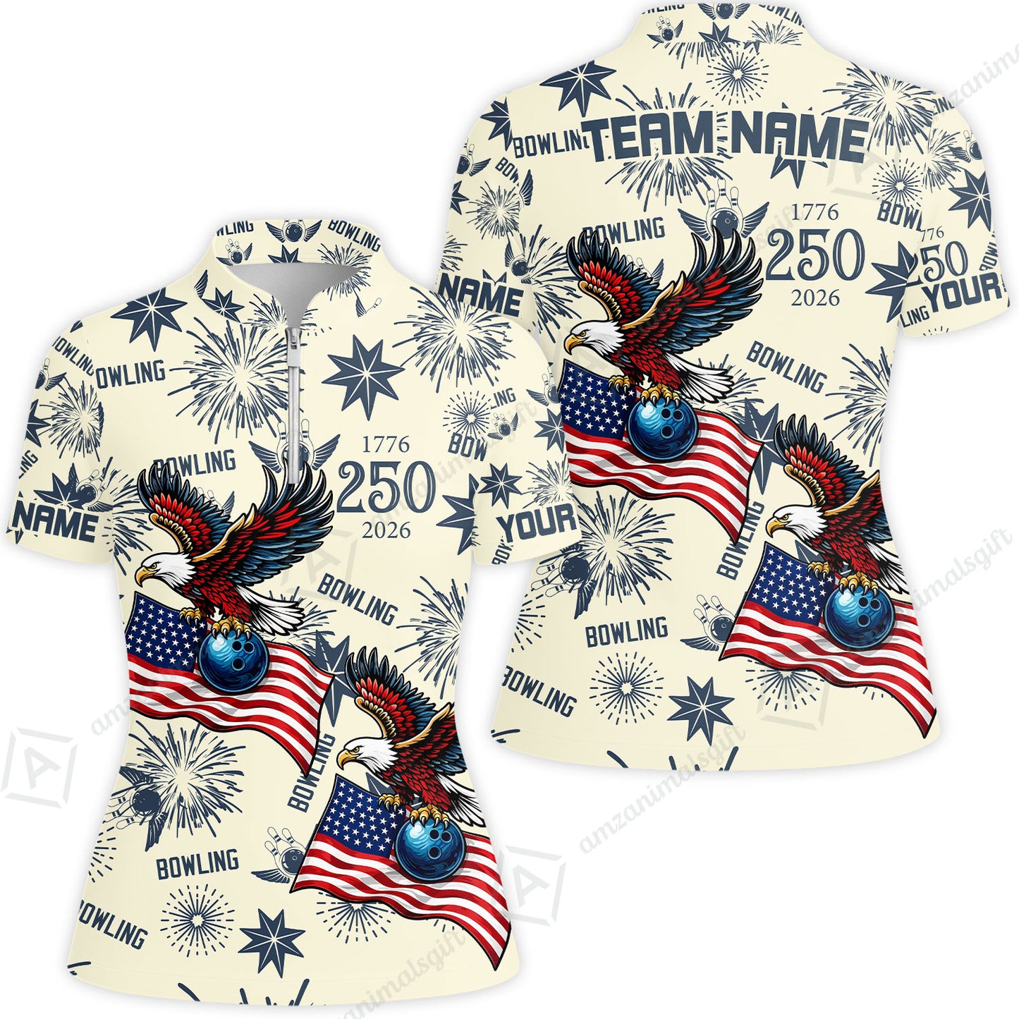 Custom Bowling Jersey Polo Shirt, USA 250 Years of Independence Bowling, Custom Bowling Jersey Team Shirt For Players With Name and Team Name