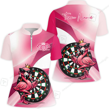 Custom Darts Women Polo Shirt, Queen Flamingo Darts, Custom Dart Polo Team Shirt For Players With Name & Team Name