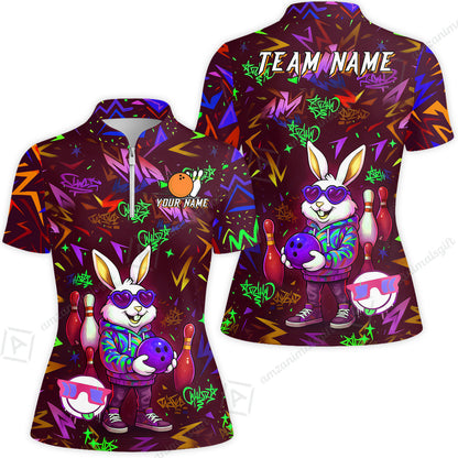 Custom Hip Hop Rabbit Bowling Jersey Polo Shirt, Custom Hip Hop Rabbit Bowling Jersey Team Shirt For Players With Name & Team Name