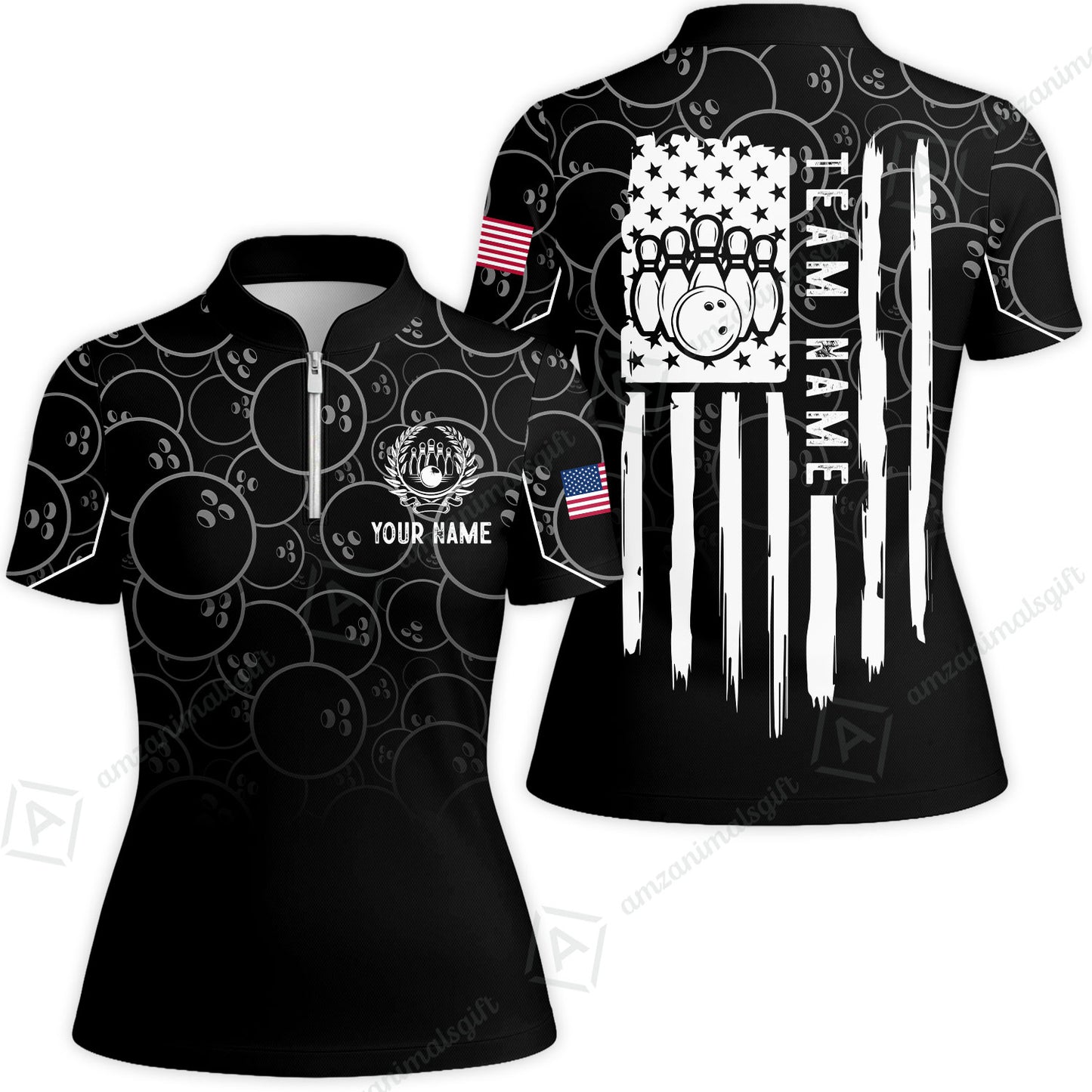 Custom Bowling Jersey Polo Shirt, Vibrant Kelly Ball Pattern Flag, Custom Bowling Jersey Team Shirt For Players With Name and Team Name