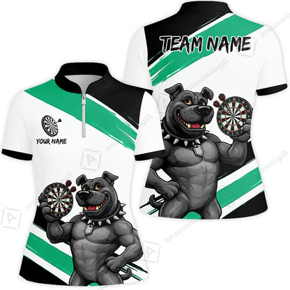 Custom Darts Jersey Polo Shirt, Pitbull Hold Dart Board, Custom Dart Jersey Team Shirt For Players With Name & Team Name
