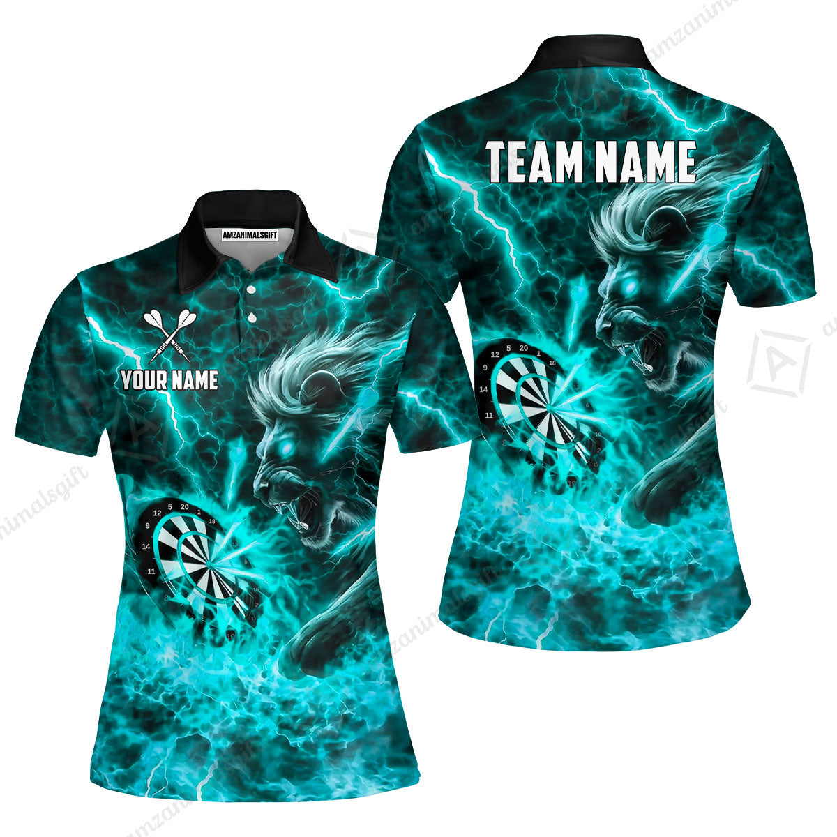 Custom Darts Team Jersey, Personalized Lightning Lion Jersey Shirt For Players With Name & Team Name