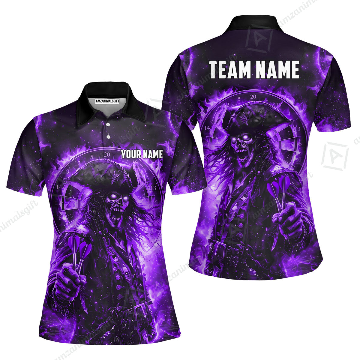 Custom Darts Jersey Polo Shirt, Ghost Pirate, Custom Dart Jersey Team Shirt For Players With Name & Team Name