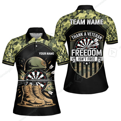 Custom Military Green Camouflage Dartboard Collar Quater-Zip Jersey Team Shirts, Customized Name Team Name Darts Team Jerseys Uniform