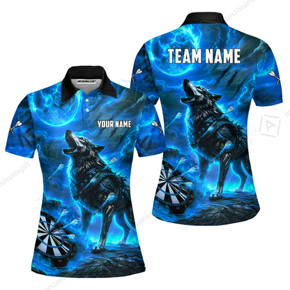 Custom Darts Team Jersey, Personalized Flaming Wolf Jersey Shirt For Players With Name & Team Name