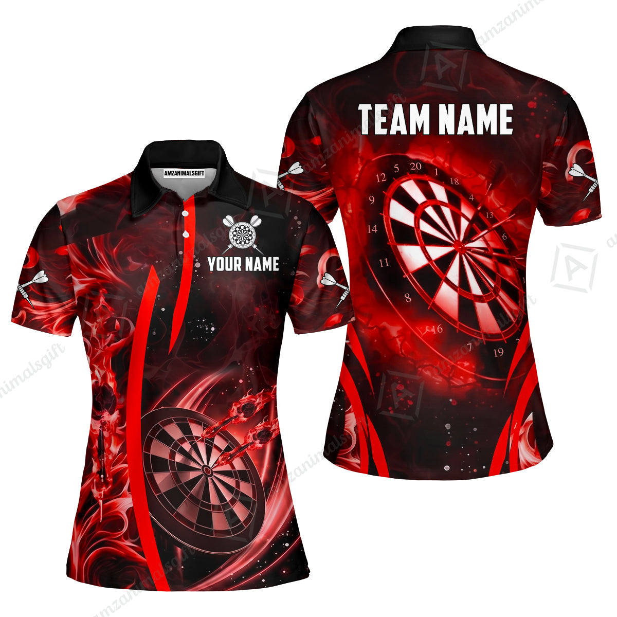 Custom Darts Jersey Polo Shirt, Vibrant Neon Darts, Custom Dart Jersey Team Shirt For Players With Name & Team Name
