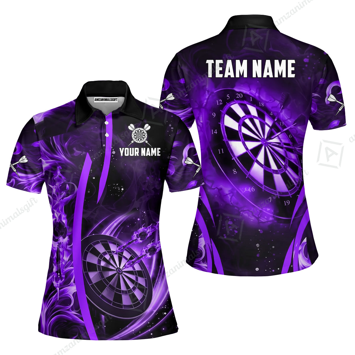 Custom Darts Jersey Polo Shirt, Vibrant Neon Darts, Custom Dart Jersey Team Shirt For Players With Name & Team Name