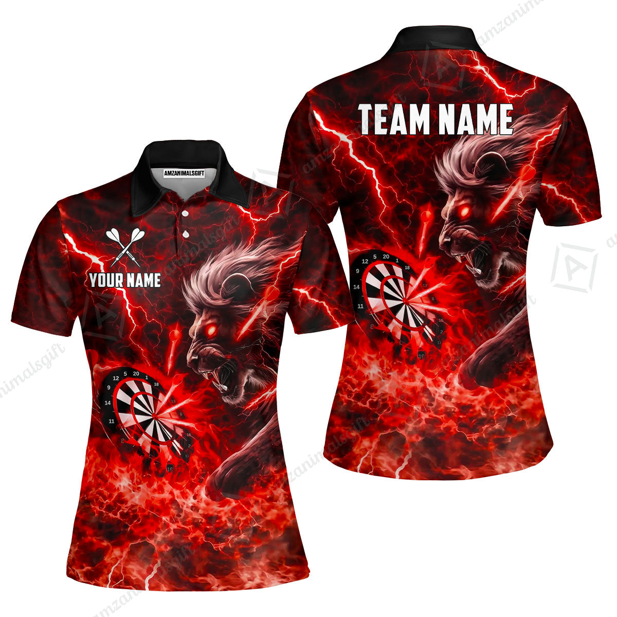 Custom Darts Team Jersey, Personalized Lightning Lion Jersey Shirt For Players With Name & Team Name
