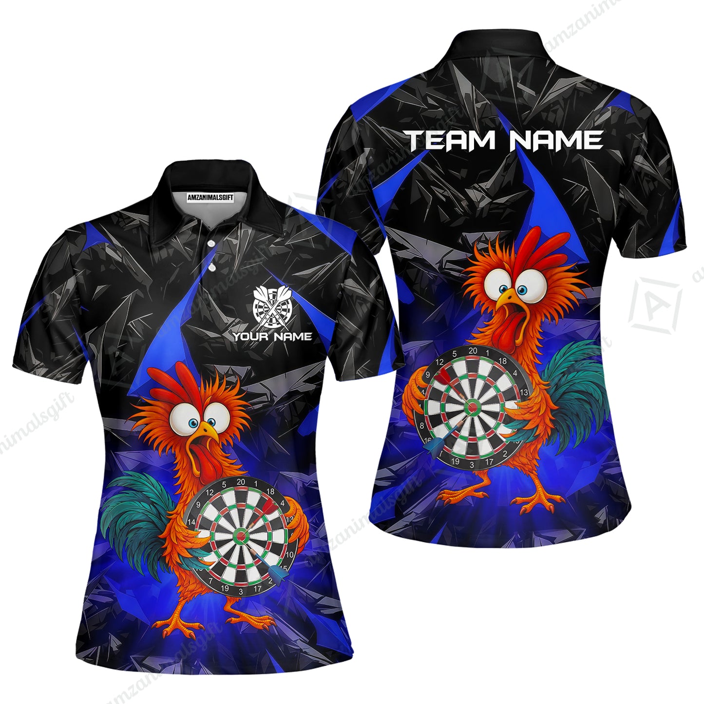 Custom Darts Team Jersey, Personalized Funky Rooster Dart Shirt For Players With Name & Team Name