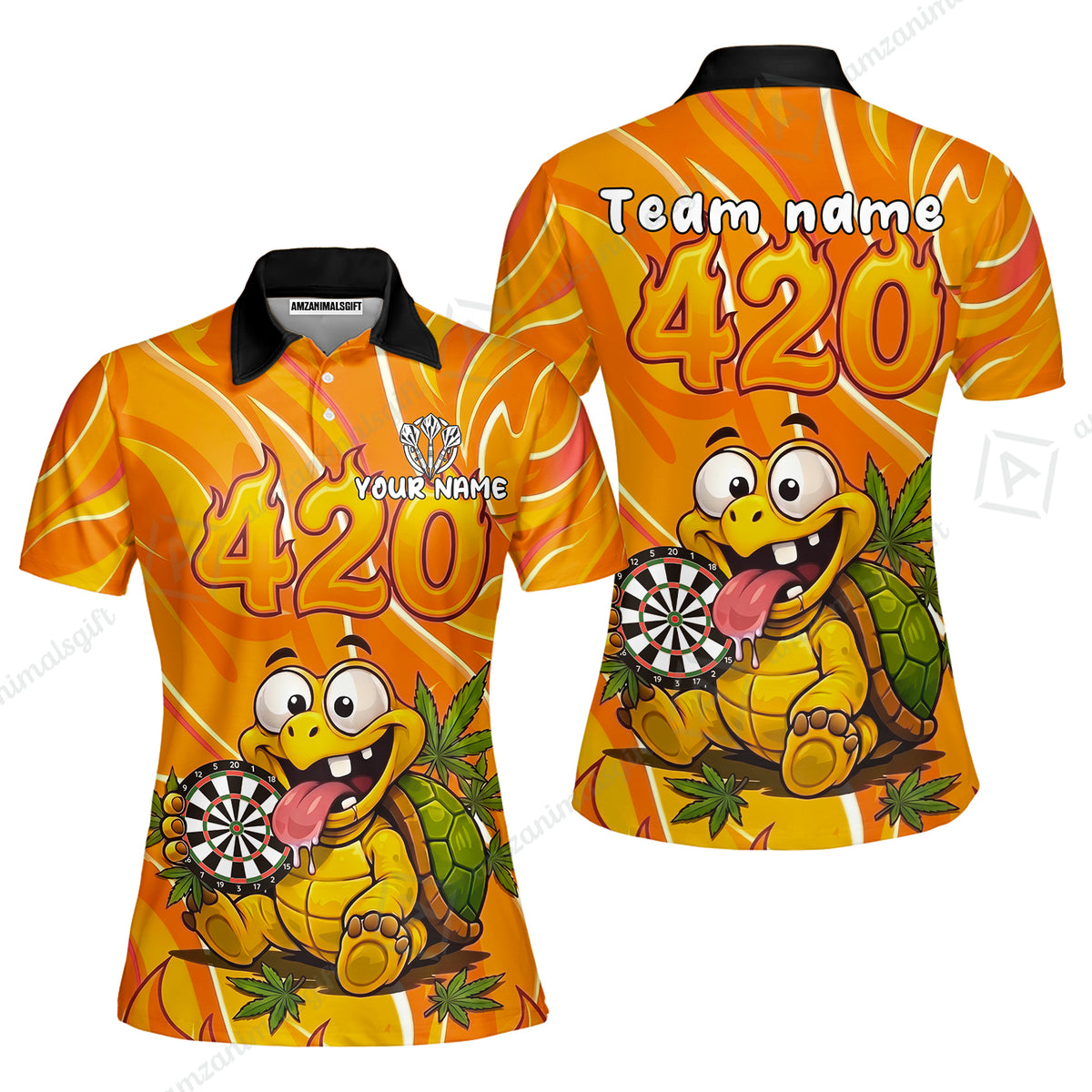 Custom Dart Jersey Team Shirt For Players, Funny Turtle 420, Personalize Name and Team Name
