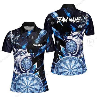 Customized Ice Wolf Crystal Winter Mascot Darts Jersey, Personalized Name And Team Name For Players