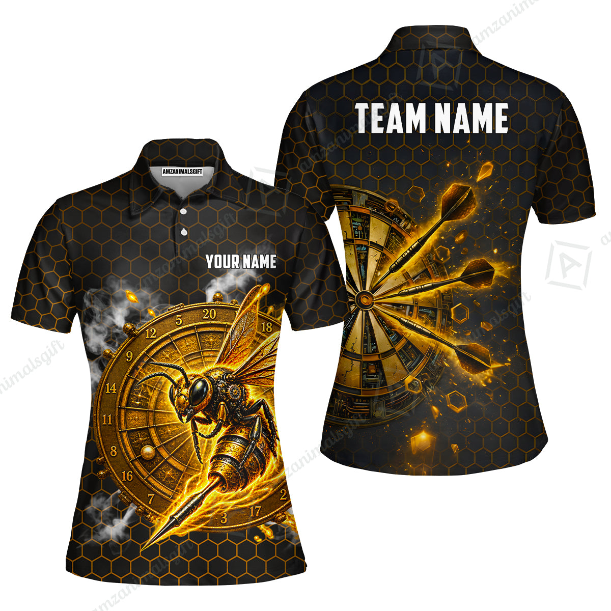 Custom Darts Team Jersey, Personalized Bee Strike Dart Polo Shirt For Players With Name & Team Name
