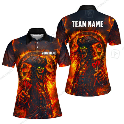 Custom Darts Jersey Polo Shirt, Ghost Pirate, Custom Dart Jersey Team Shirt For Players With Name & Team Name