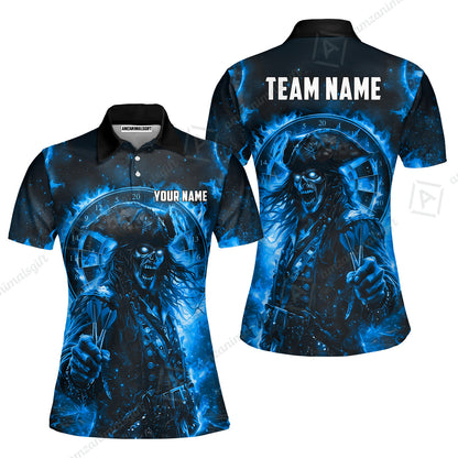 Custom Darts Jersey Polo Shirt, Ghost Pirate, Custom Dart Jersey Team Shirt For Players With Name & Team Name
