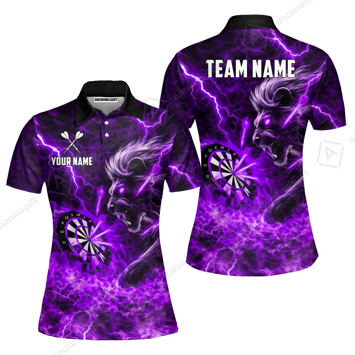 Custom Darts Team Jersey, Personalized Lightning Lion Jersey Shirt For Players With Name & Team Name