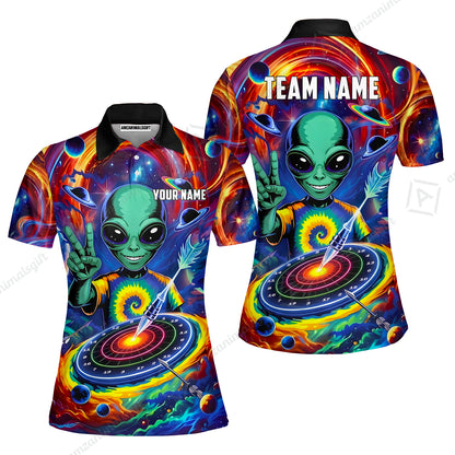 Custom Darts Team Jersey, Personalized Alien Vortex Strike Dart Polo Shirt For Players With Name & Team Name