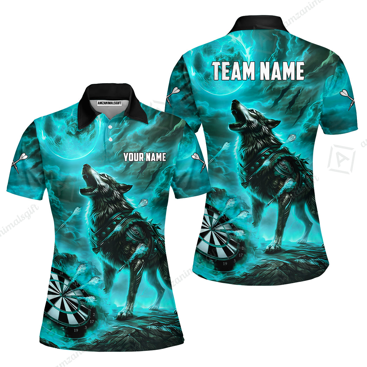 Custom Darts Team Jersey, Personalized Flaming Wolf Jersey Shirt For Players With Name & Team Name