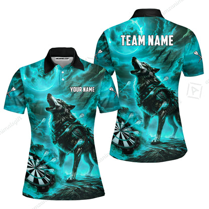 Custom Darts Team Jersey, Personalized Flaming Wolf Jersey Shirt For Players With Name & Team Name