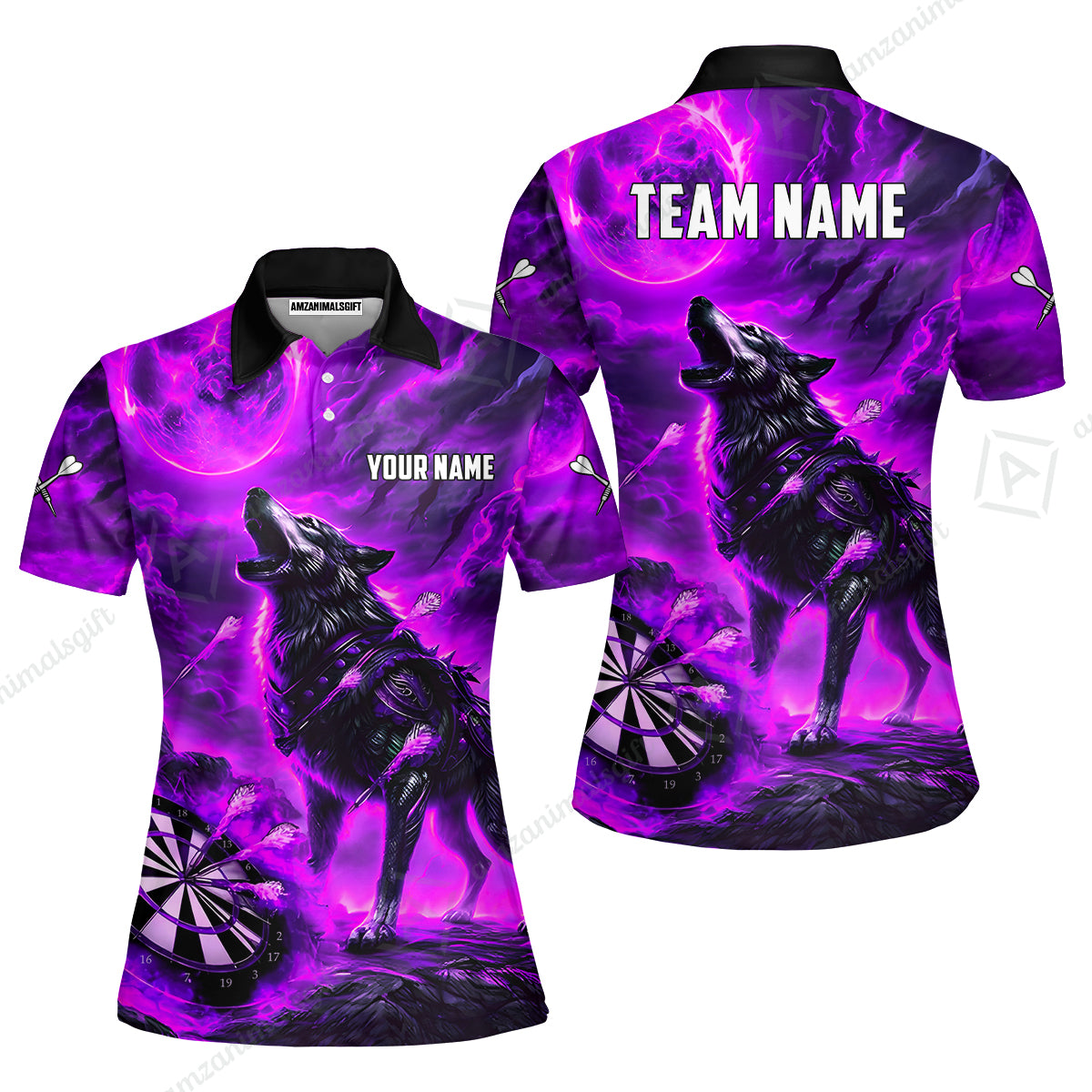 Custom Darts Team Jersey, Personalized Flaming Wolf Jersey Shirt For Players With Name & Team Name