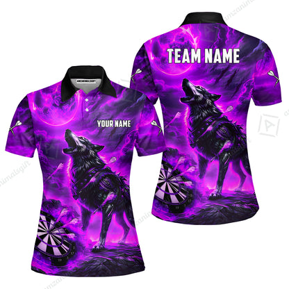 Custom Darts Team Jersey, Personalized Flaming Wolf Jersey Shirt For Players With Name & Team Name