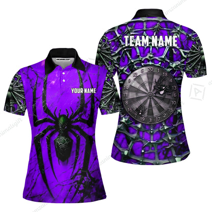 Custom Darts Jersey Polo Shirt, Gothic Widow Spiderweb, Custom Dart Jersey Team Shirt For Players With Name & Team Name
