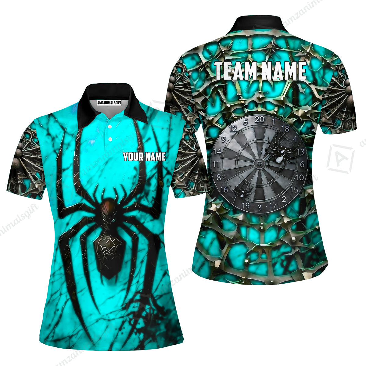 Custom Darts Jersey Polo Shirt, Gothic Widow Spiderweb, Custom Dart Jersey Team Shirt For Players With Name & Team Name